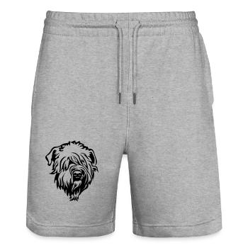 Tête de Terrier wheaten - Short de jogging bio TRAINER Stanley/Stella unisexe - gris chiné - Devant - Nik (191cm) & Marisol (170cm)