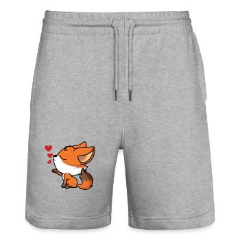 Herzens-Fuchs - Stanley/Stella Unisex Bio Joggingshorts Trainer  - Grau meliert - Vorne - Nik (191cm) & Marisol (170cm)