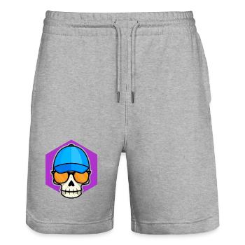 Cool Skull Kid - Stanley/Stella Trainer Unisex Organic Jogging Shorts - heather grey - Front - Nik (191cm) & Marisol (170cm)