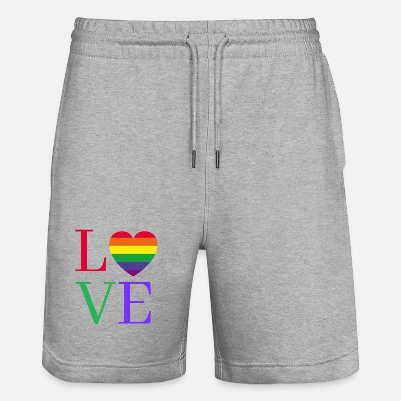 Regenbogen Love Herz Pride  - Stanley/Stella Unisex Bio Joggingshorts Trainer  - Grau meliert