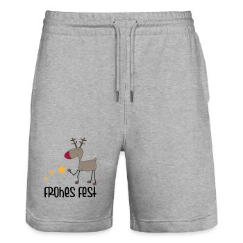 Christmas - Stanley/Stella Trainer Unisex Organic Jogging Shorts - heather grey - Front - Nik (191cm) & Marisol (170cm)