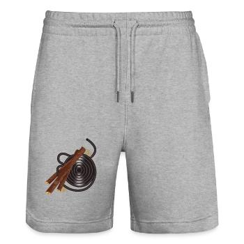 schwarze Lakritzschnecke mit Süßholz Wurzelstücke - Stanley/Stella Unisex Bio Joggingshorts Trainer  - Grau meliert - Vorne - Nik (191cm) & Marisol (170cm)