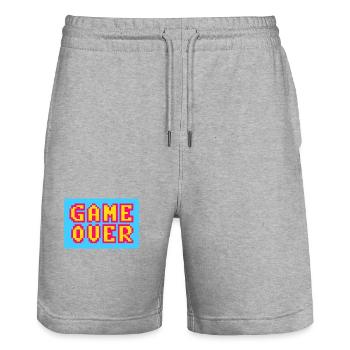 Game Over retrogaming vintage pixels - Short de jogging bio TRAINER Stanley/Stella unisexe - gris chiné - Devant - Nik (191cm) & Marisol (170cm)