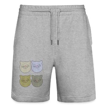 katzen 4er pack - Stanley/Stella Unisex Bio Joggingshorts Trainer  - Grau meliert - Vorne - Nik (191cm) & Marisol (170cm)