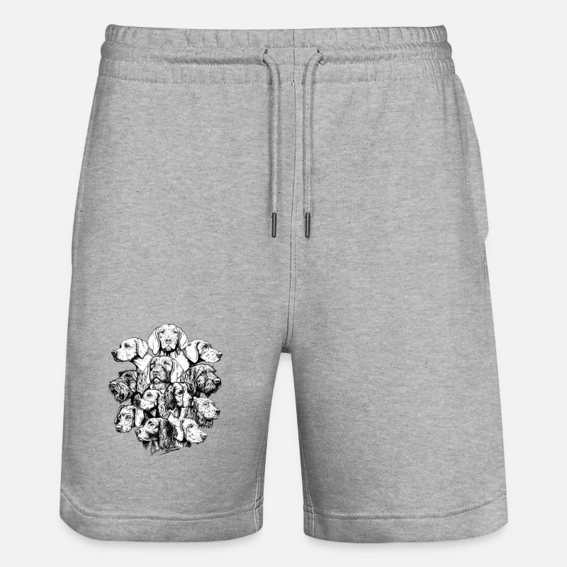 Chiens pointant des objets cachés - Short de jogging bio TRAINER Stanley/Stella unisexe - gris chiné