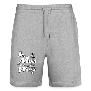 Ja Moin oder Watt? - Stanley/Stella Unisex Bio Joggingshorts Trainer  - Grau meliert - Vorne - Nik (191cm) & Marisol (170cm)