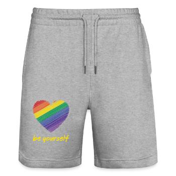 Mois de la fierté LGBTQ - Soyez vous-même - Short de jogging bio TRAINER Stanley/Stella unisexe - gris chiné - Devant - Nik (191cm) & Marisol (170cm)
