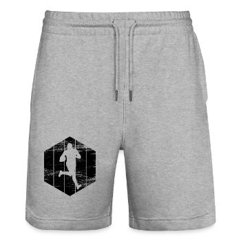 Rugbyspieler Skizze - Stanley/Stella Unisex Bio Joggingshorts Trainer  - Grau meliert - Vorne - Nik (191cm) & Marisol (170cm)