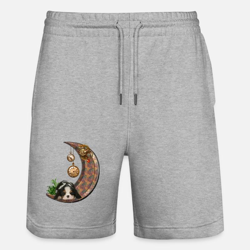 Lune steampunk avec chiot - Short de jogging bio TRAINER Stanley/Stella unisexe - gris chiné