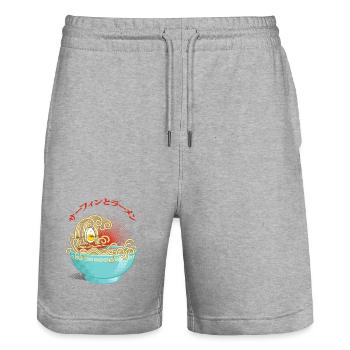 Surf et ramens - Short de jogging bio TRAINER Stanley/Stella unisexe - gris chiné - Devant - Nik (191cm) & Marisol (170cm)