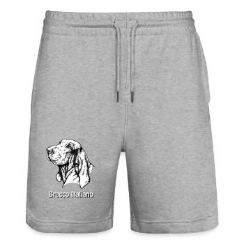 Bracco Italiano Portrait with text - Stanley/Stella Trainer Unisex Organic Jogging Shorts - heather grey - Front - Nik (191cm) & Marisol (170cm)
