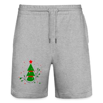 Weihnachten, Tannenbaum - Stanley/Stella Unisex Bio Joggingshorts Trainer  - Grau meliert - Vorne - Nik (191cm) & Marisol (170cm)