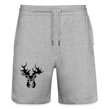 Reindeer Elk Deer Antlers Illustration Icon - Stanley/Stella Trainer Unisex Organic Jogging Shorts - heather grey - Front - Nik (191cm) & Marisol (170cm)