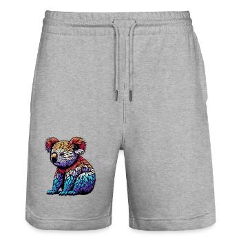 Koala - Stanley/Stella Trainer Unisex Organic Jogging Shorts - heather grey - Front - Nik (191cm) & Marisol (170cm)
