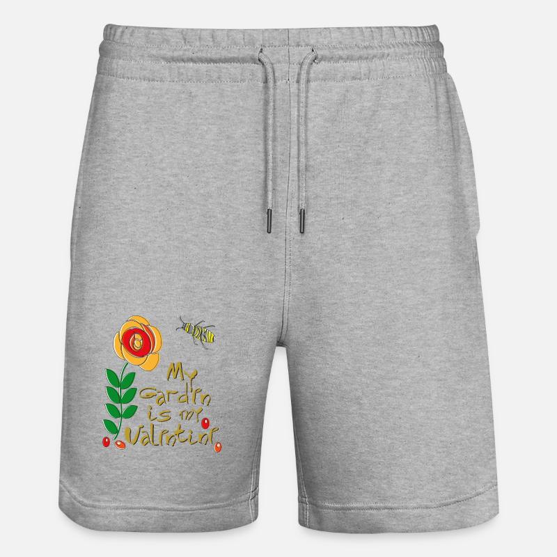 mon jardin est mon Valentin - Short de jogging bio TRAINER Stanley/Stella unisexe - gris chiné