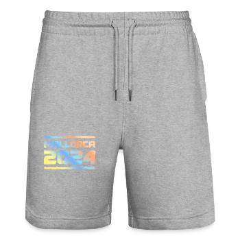 Mallorca 2024 Bunt - Stanley/Stella Unisex Bio Joggingshorts Trainer  - Grau meliert - Vorne - Nik (191cm) & Marisol (170cm)