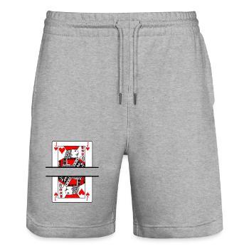 Playing card hearts farmer with banner space - Stanley/Stella Trainer Unisex Organic Jogging Shorts - heather grey - Front - Nik (191cm) & Marisol (170cm)