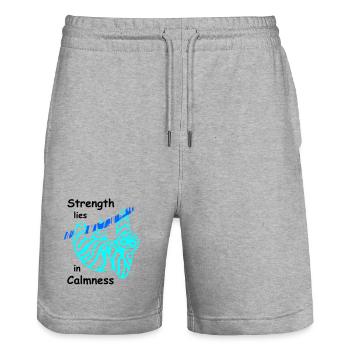 faultier calmness - Stanley/Stella Unisex Bio Joggingshorts Trainer  - Grau meliert - Vorne - Nik (191cm) & Marisol (170cm)
