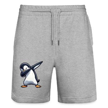 Pinguin Dab Dabbing Cool Entspannt - Stanley/Stella Unisex Bio Joggingshorts Trainer  - Grau meliert - Vorne - Nik (191cm) & Marisol (170cm)