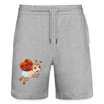 niedlicher Comic Marienkäfer - Stanley/Stella Unisex Bio Joggingshorts Trainer  - Grau meliert - Vorne - Nik (191cm) & Marisol (170cm)