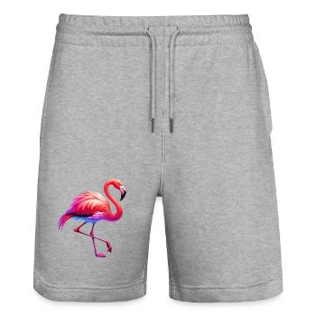 Flamant - Short de jogging bio TRAINER Stanley/Stella unisexe - gris chiné - Devant - Nik (191cm) & Marisol (170cm)