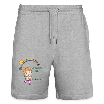 Écolier, Inscription à l’école - Short de jogging bio TRAINER Stanley/Stella unisexe - gris chiné - Devant - Nik (191cm) & Marisol (170cm)