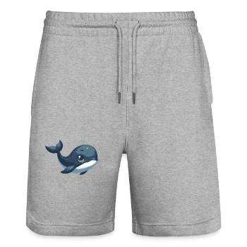 Whale - Stanley/Stella Trainer Unisex Organic Jogging Shorts - heather grey - Front - Nik (191cm) & Marisol (170cm)