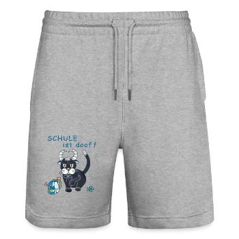 Schule ist doof - Stanley/Stella Unisex Bio Joggingshorts Trainer  - Grau meliert - Vorne - Nik (191cm) & Marisol (170cm)