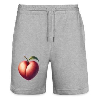 Peach in the shape of a heart: beauty of the fruit - Stanley/Stella Trainer Unisex Organic Jogging Shorts - heather grey - Front - Nik (191cm) & Marisol (170cm)