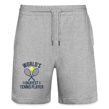 Tennis T-Shirt Worlds Okayest Tennis Player Funny - Stanley/Stella Unisex Bio Joggingshorts Trainer  - Grau meliert - Vorne - Nik (191cm) & Marisol (170cm)