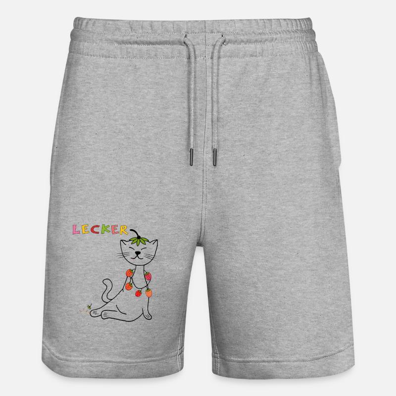 Erdbeeren Katze - Stanley/Stella Unisex Bio Joggingshorts Trainer  - Grau meliert