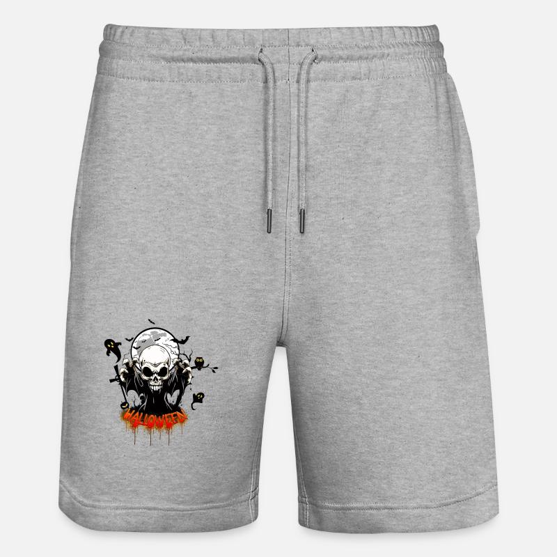 Skull with sharp teeth - Stanley/Stella Trainer Unisex Organic Jogging Shorts - heather grey