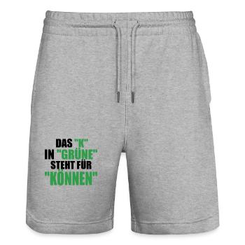 Witze Grüne Grünen Partei Öko Sprüche Klima Co2 - Stanley/Stella Unisex Bio Joggingshorts Trainer  - Grau meliert - Vorne - Nik (191cm) & Marisol (170cm)