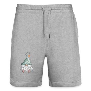 Gnome Dwarf Christmas Gnome Holidays - Stanley/Stella Trainer Unisex Organic Jogging Shorts - heather grey - Front - Nik (191cm) & Marisol (170cm)