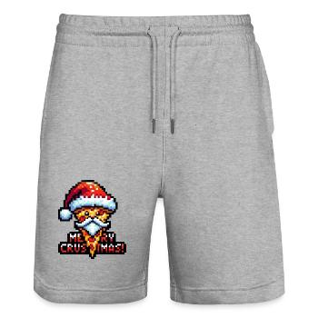 Merry Crustmas! - Stanley/Stella Unisex Bio Joggingshorts Trainer  - Grau meliert - Vorne - Nik (191cm) & Marisol (170cm)
