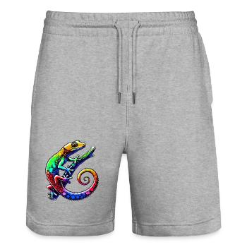 Gecko - Short de jogging bio TRAINER Stanley/Stella unisexe - gris chiné - Devant - Nik (191cm) & Marisol (170cm)