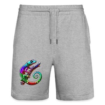 Gecko - Short de jogging bio TRAINER Stanley/Stella unisexe - gris chiné - Devant - Nik (191cm) & Marisol (170cm)