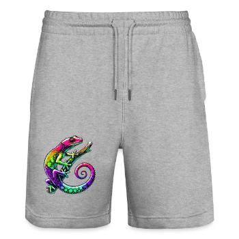 Gecko - Stanley/Stella Unisex Bio Joggingshorts Trainer  - Grau meliert - Vorne - Nik (191cm) & Marisol (170cm)
