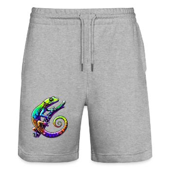 Gecko - Stanley/Stella Unisex Bio Joggingshorts Trainer  - Grau meliert - Vorne - Nik (191cm) & Marisol (170cm)