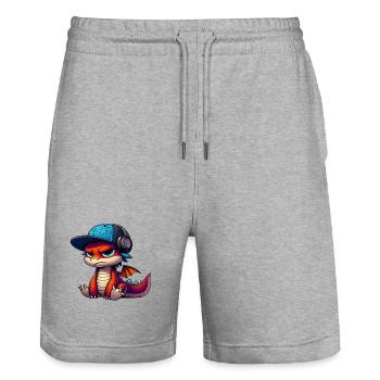 HipHop-Drache - Stanley/Stella Unisex Bio Joggingshorts Trainer  - Grau meliert - Vorne - Nik (191cm) & Marisol (170cm)