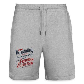 Saint-Valentin sans petite amie - Short de jogging bio TRAINER Stanley/Stella unisexe - gris chiné - Devant - Nik (191cm) & Marisol (170cm)
