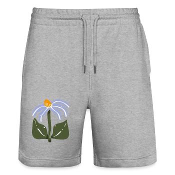 Fleur sauvage stylisée - Short de jogging bio TRAINER Stanley/Stella unisexe - gris chiné - Devant - Nik (191cm) & Marisol (170cm)