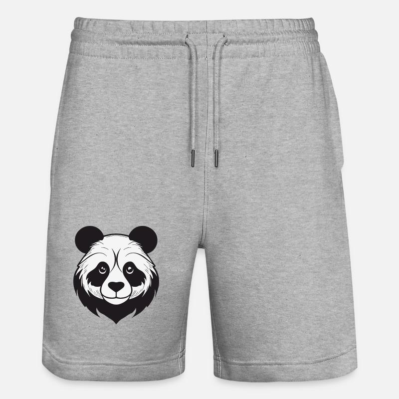 Panda illustratif avec des traits doux - Short de jogging bio TRAINER Stanley/Stella unisexe - gris chiné