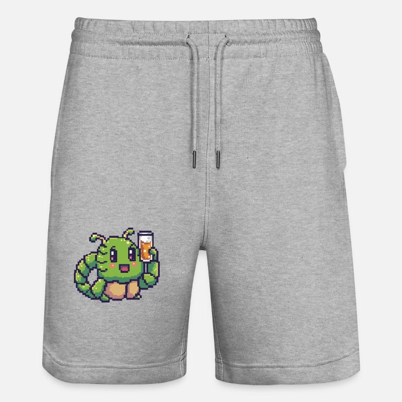 Wurm Pixel Bier - Stanley/Stella Unisex Bio Joggingshorts Trainer  - Grau meliert