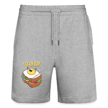 Yolk on Top - Stanley/Stella Trainer Unisex Organic Jogging Shorts - heather grey - Front - Nik (191cm) & Marisol (170cm)