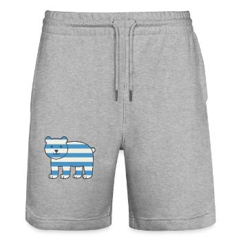 Bär mit Streifen im Nautikstil - Stanley/Stella Unisex Bio Joggingshorts Trainer  - Grau meliert - Vorne - Nik (191cm) & Marisol (170cm)