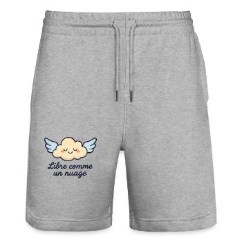 Cloud with Wings and Inspirational Quote - Stanley/Stella Trainer Unisex Organic Jogging Shorts - heather grey - Front - Nik (191cm) & Marisol (170cm)