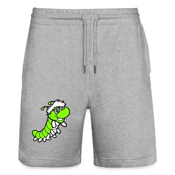 Nerd Caterpillar Intelligent Geek Worm Horn-rimmed Glasses Smart - Stanley/Stella Trainer Unisex Organic Jogging Shorts - heather grey - Front - Nik (191cm) & Marisol (170cm)