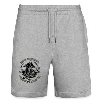 Motorrad Biker Chopper Skelett - Stanley/Stella Unisex Bio Joggingshorts Trainer  - Grau meliert - Vorne - Nik (191cm) & Marisol (170cm)