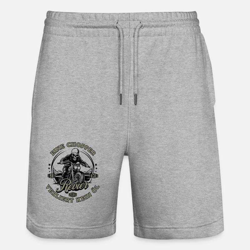 Moto motard chopper squelette - Short de jogging bio TRAINER Stanley/Stella unisexe - gris chiné